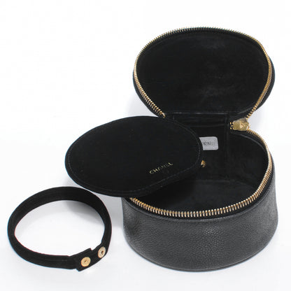 Chanel Caviar Round Jewelry Travel Case Black 6 of 9