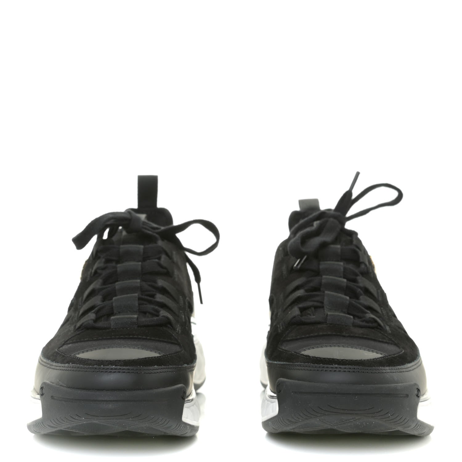 Chanel Velvet Calfskin Mixed Fibers CC Sneakers 41 Black 4 of 8