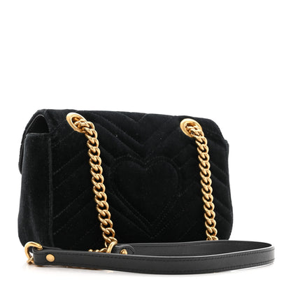 Gucci Velvet Matelasse Mini GG Marmont Shoulder Bag Black 3 of 10