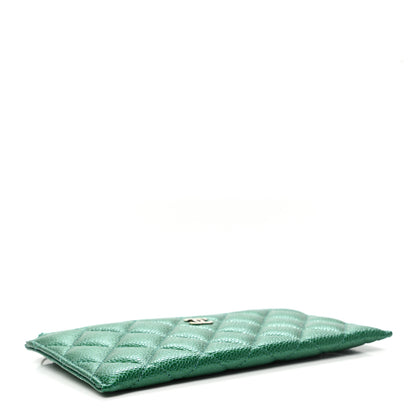 Chanel Metallic Caviar Quilted Classic Zip Pouch Green 4 of 7