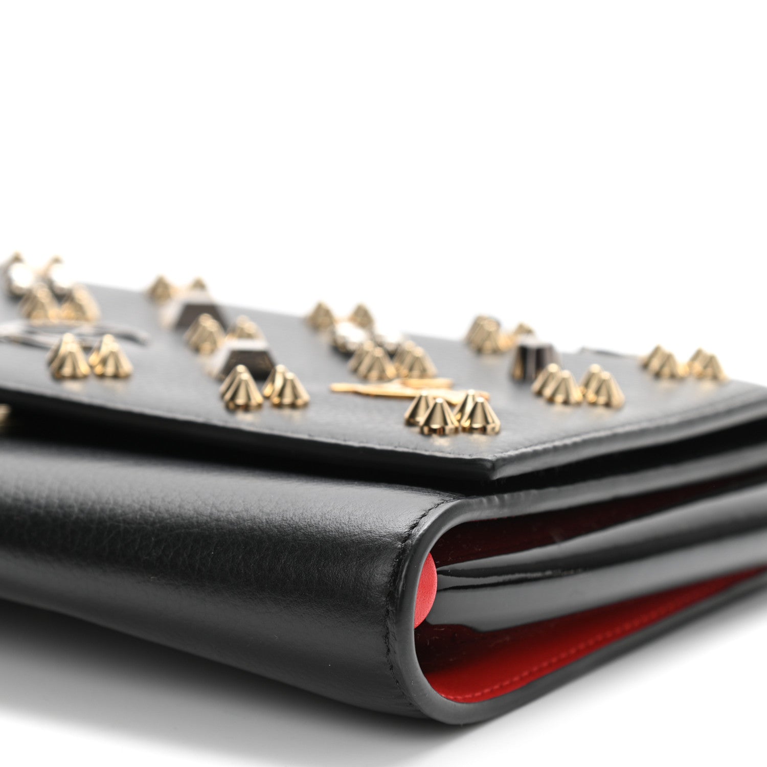 Christian Louboutin Grained Calfskin Spikes Loubinthesky Paloma Wallet On Chain Black Multimetal 10 of 11