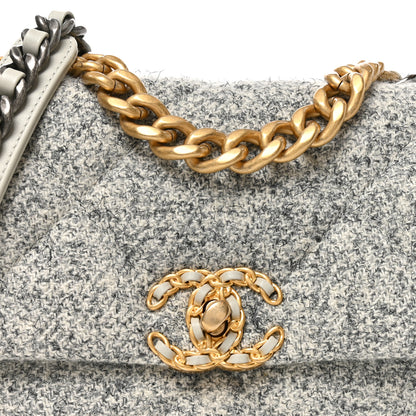 Chanel Tweed Quilted Medium Chanel 19 Flap Grey Ecru 8 of 11