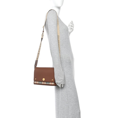 Burberry Calfskin Vintage Check Note Crossbody Bag Tan 2 of 12
