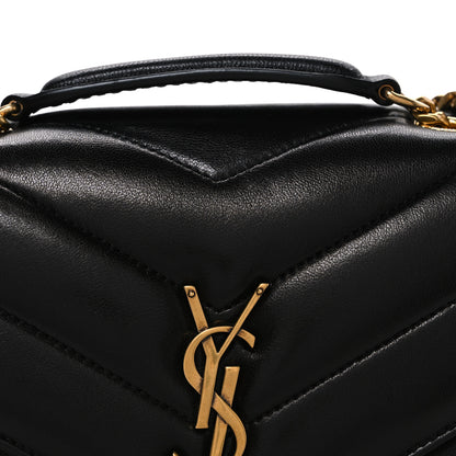 Saint Laurent Lambskin Chevron Quilted Small Loulou Black 9 of 11