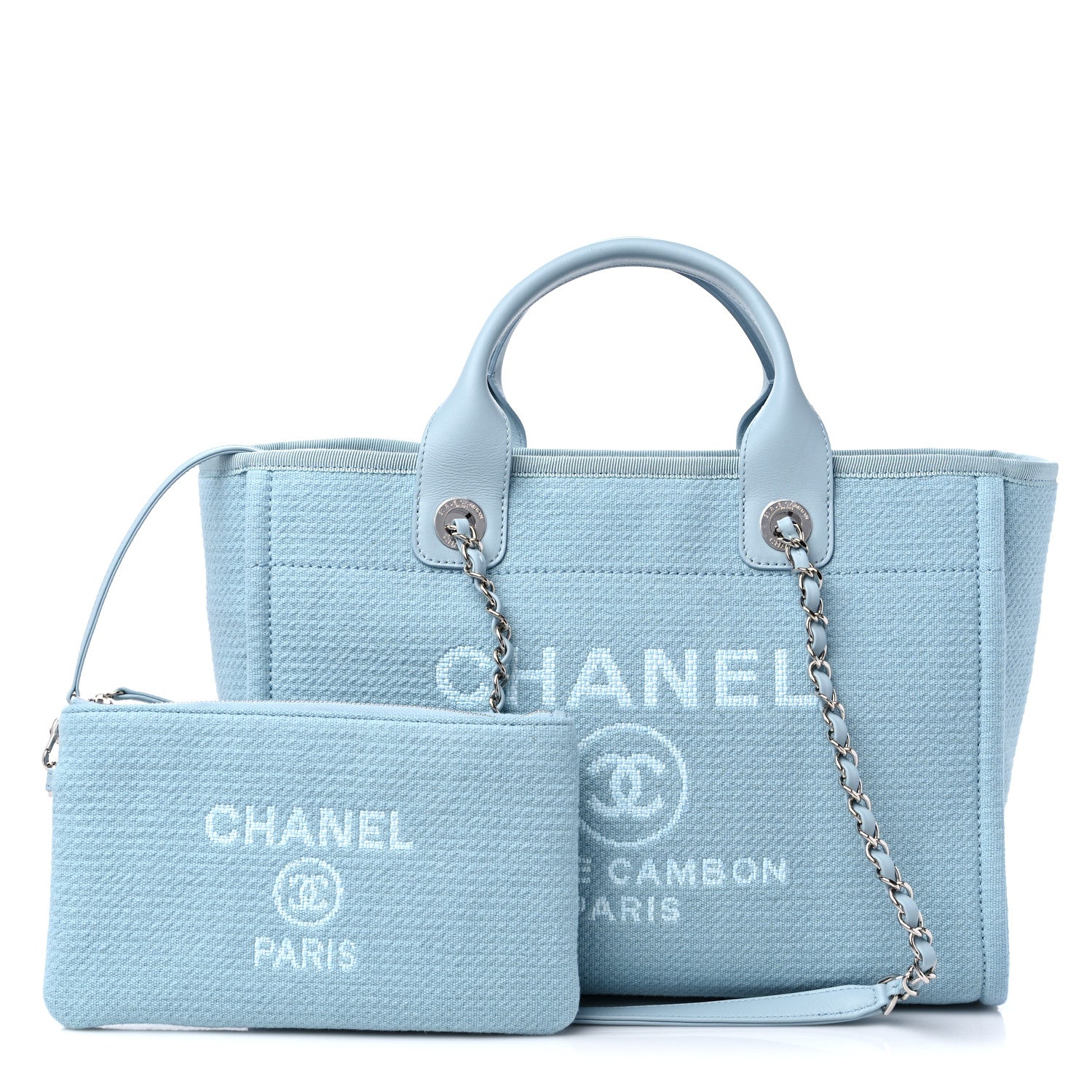 Chanel Mixed Fibers Small Deauville Tote Light Blue 1 of 10