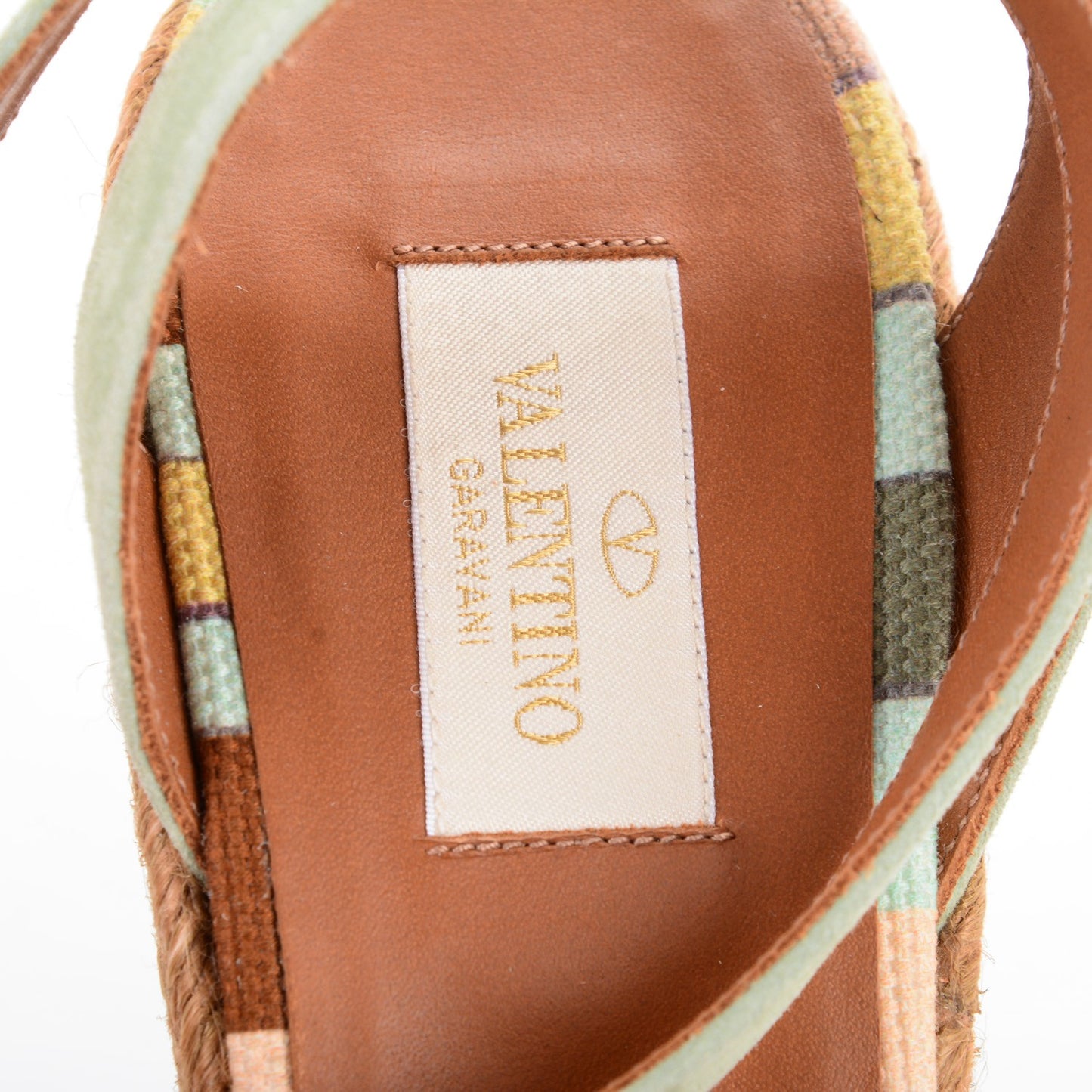 Suede Canvas Native Couture 1975 Espadrille Wedge Sandals 40 Green Tea Sorbet Multicolor