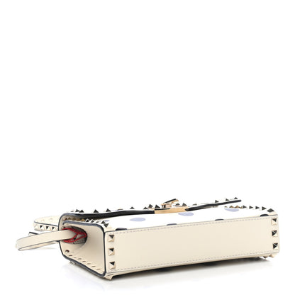 Valentino Garavani Vitello Polka Dot Medium Rockstud Flip Lock Crossbody Bag Light Ivory Black 3 of 4