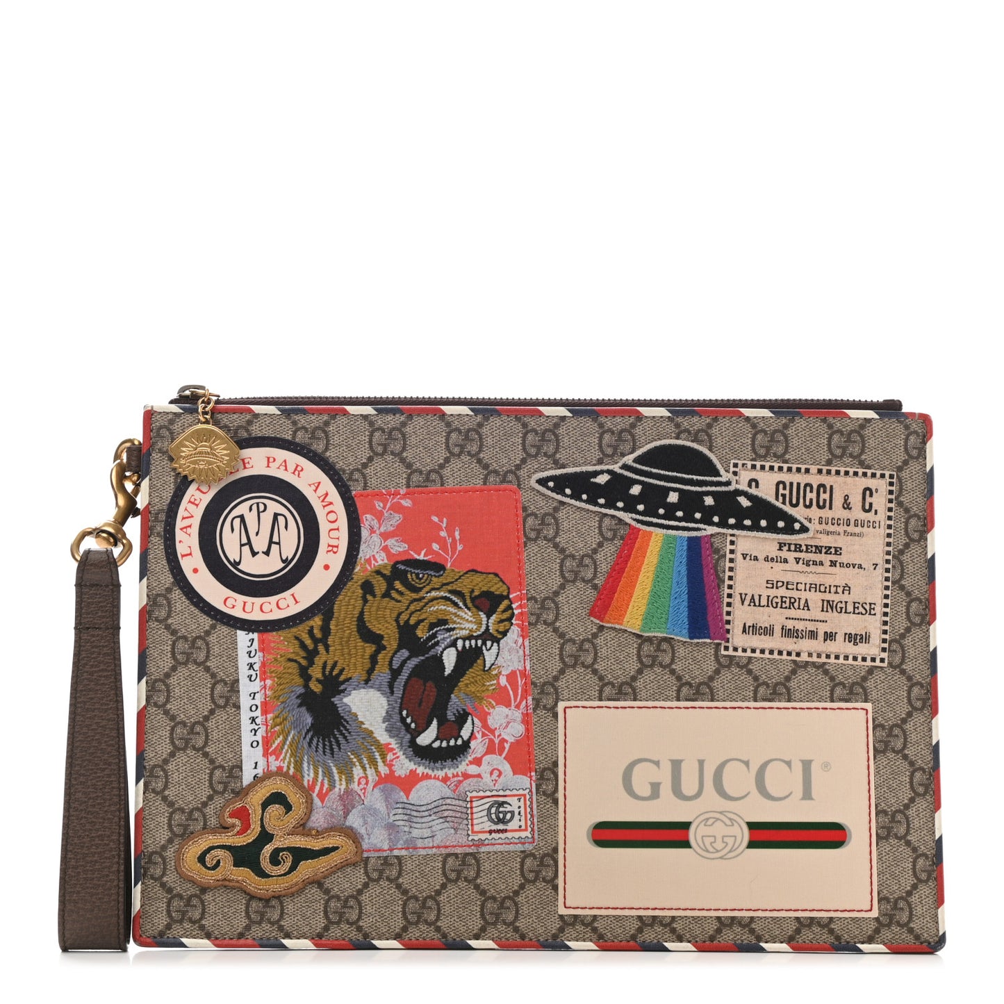 GG Supreme Monogram Courrier Documents Holder Beige New Acero