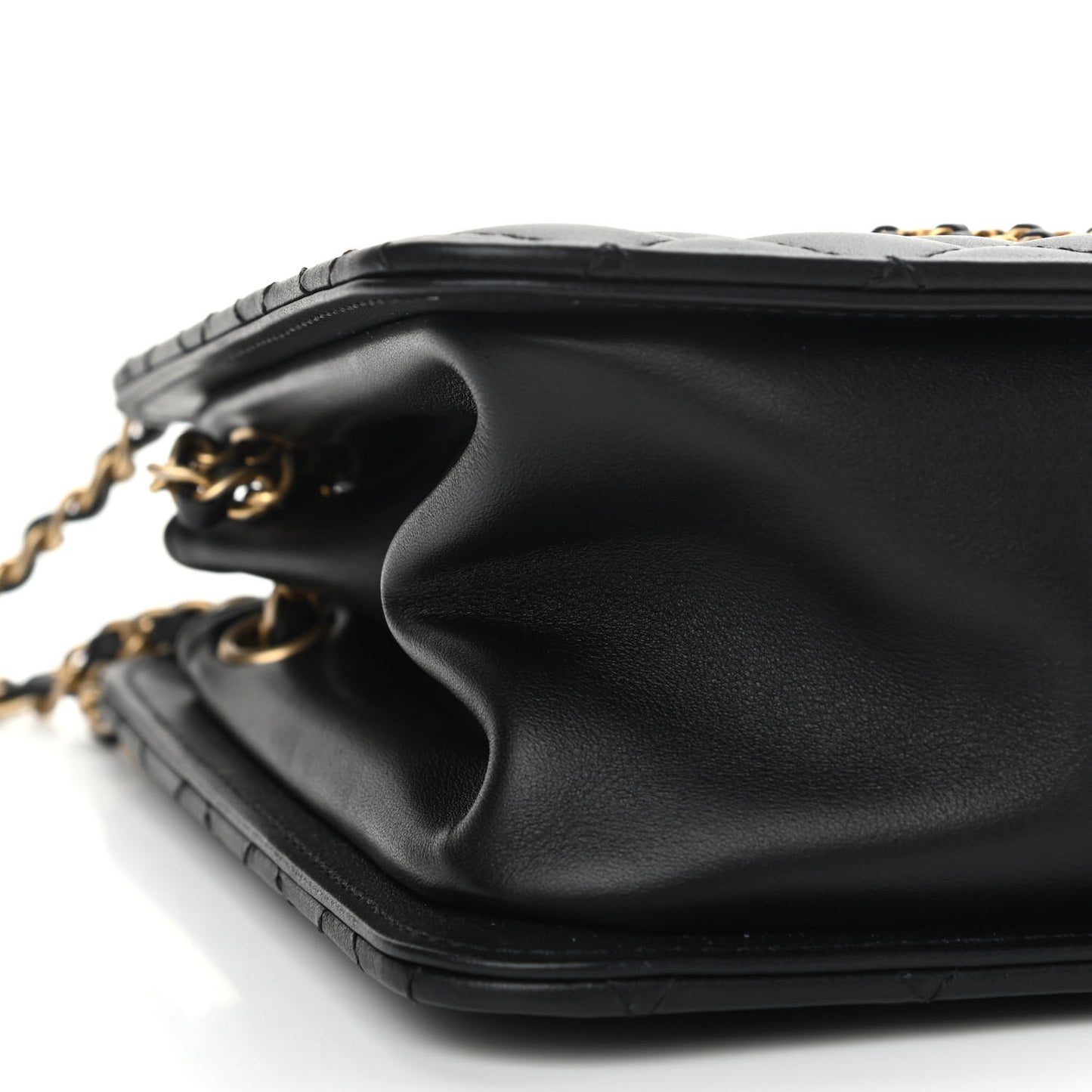 Calfskin Quilted CC Chain Accordion Tote Black
