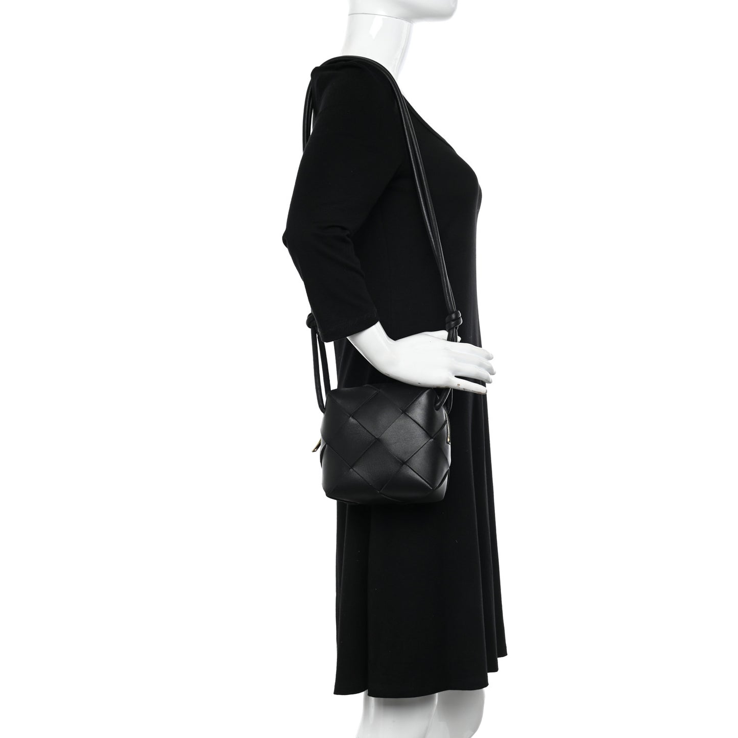 Lambskin Maxi Intrecciato Mini Cassette Camera Bag Black