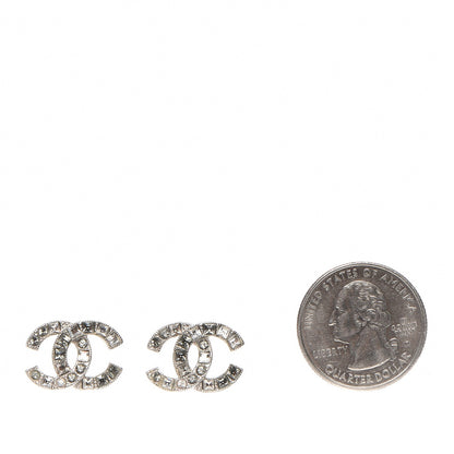 Chanel Baguette Crystal CC Earrings Silver 2 of 5