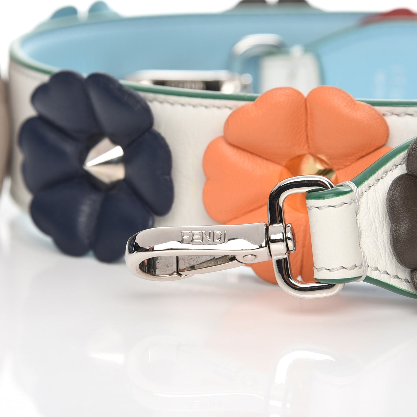 Vitello Dolce Flowerland Bi-Color Studded Strap You White Ice Multicolor