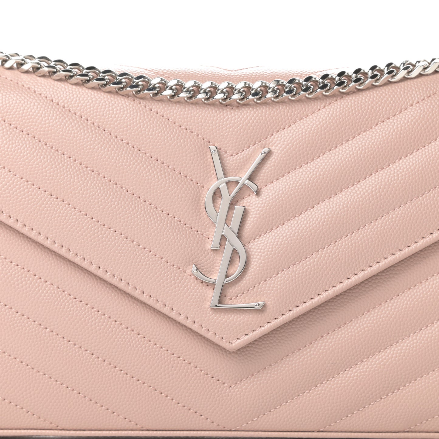 Grain De Poudre Matelasse Chevron Monogram Chain Wallet Pale Pink