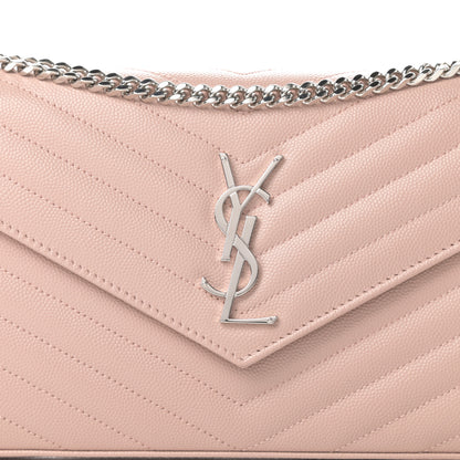 Saint Laurent Grain De Poudre Matelasse Chevron Monogram Chain Wallet Pale Pink 8 of 10