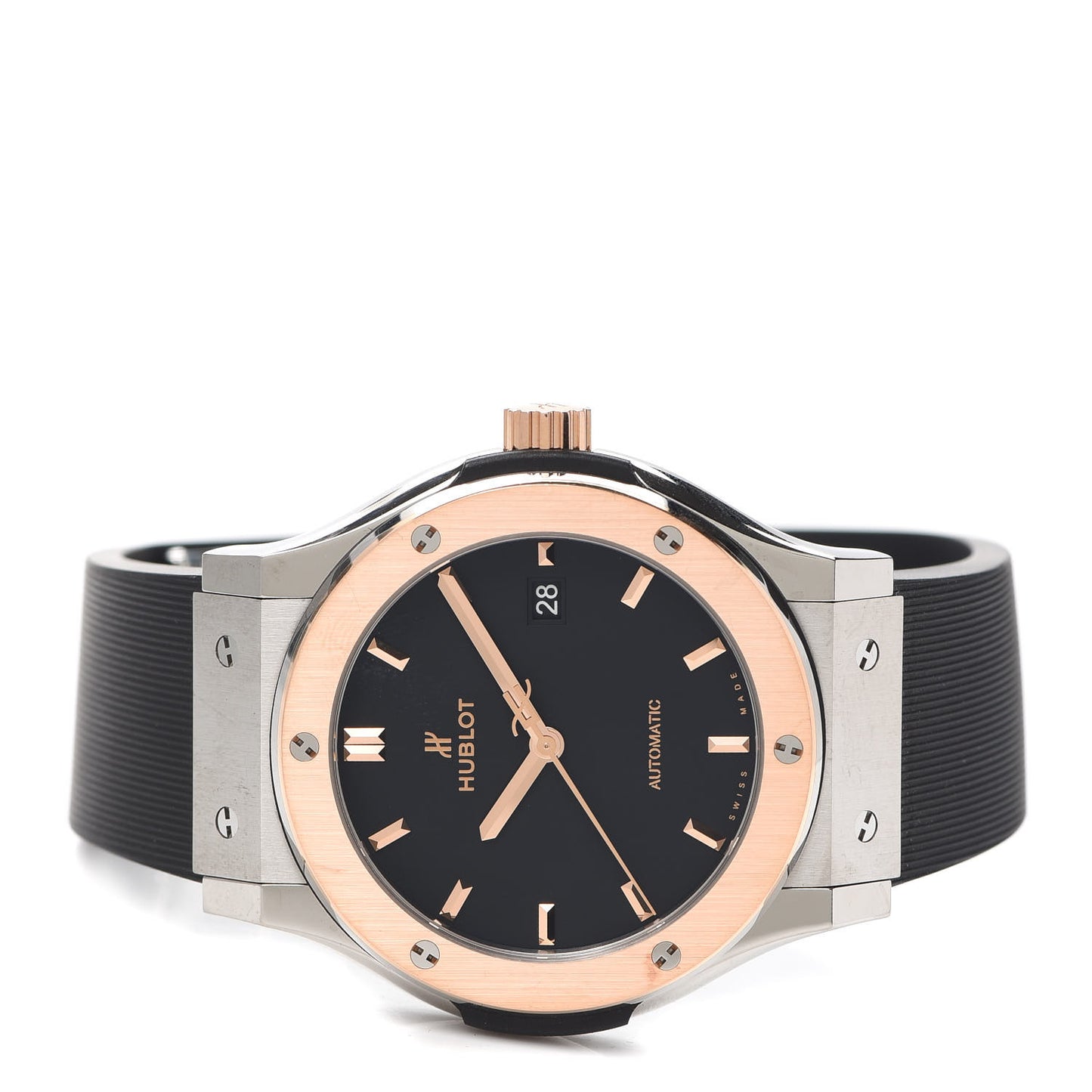 Titanium 18K Rose Gold 42mm Rubber Classic Fusion Automatic Watch Black 542.NO.1181.RX