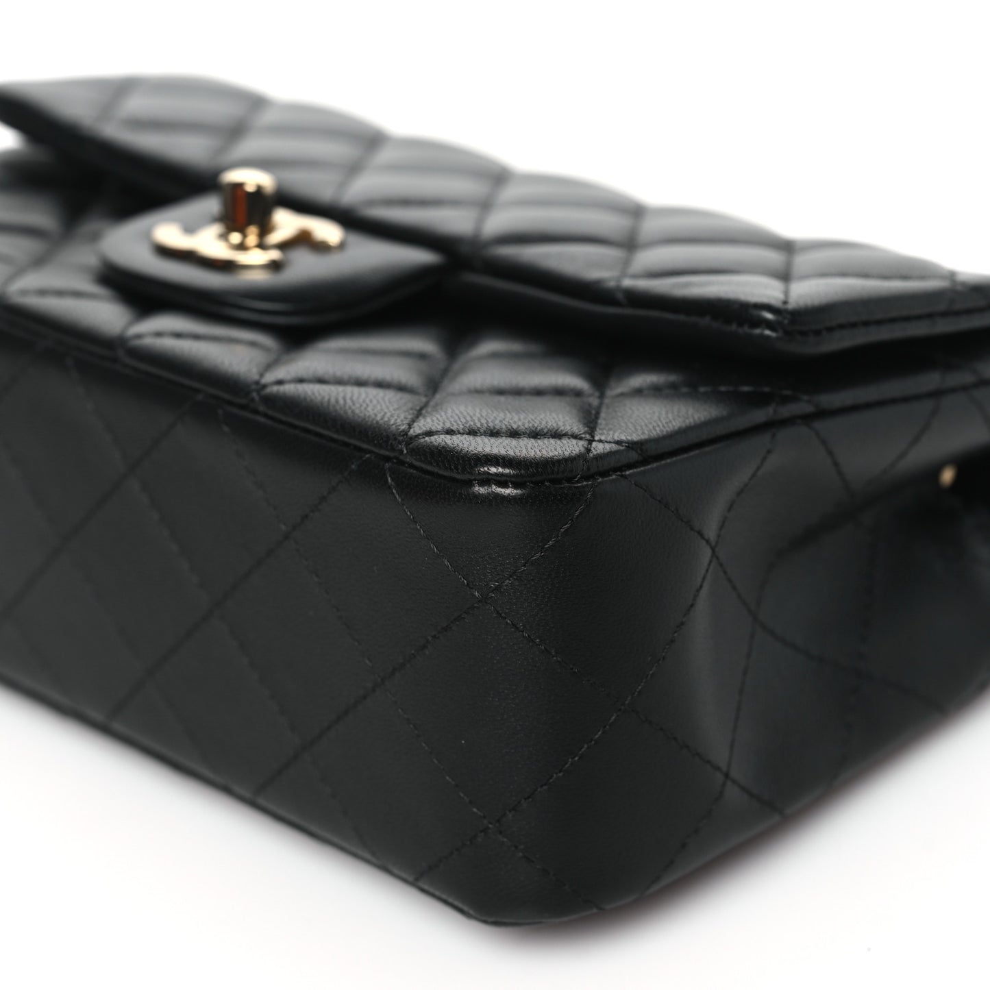 Lambskin Quilted Mini Rectangular Flap Black