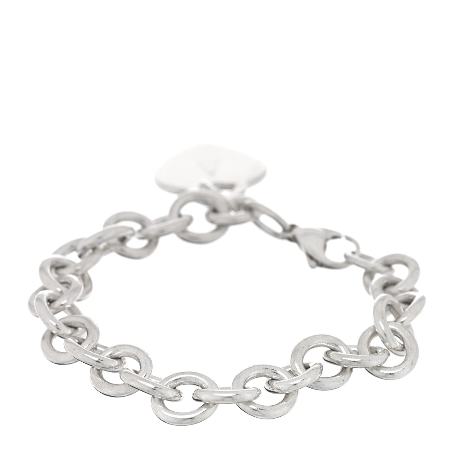 Sterling Silver Heart Tag Charm Bracelet