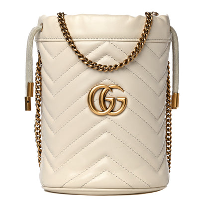 Gucci Calfskin Matelasse Mini GG Marmont 2.0 Bucket Bag White 1 of 11