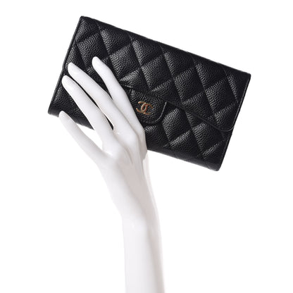 Chanel Caviar Quilted Long Flap Wallet Black 2 of 9