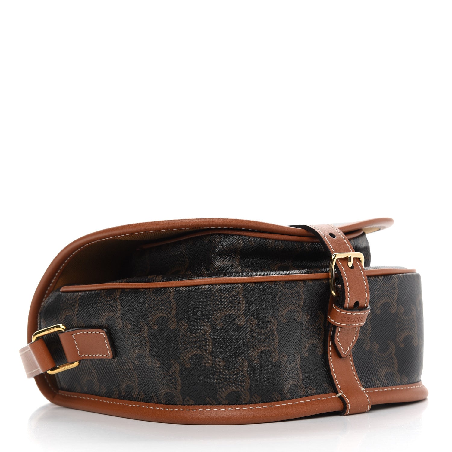 Celine Triomphe Canvas Medium Folco Bag Tan 4 of 10