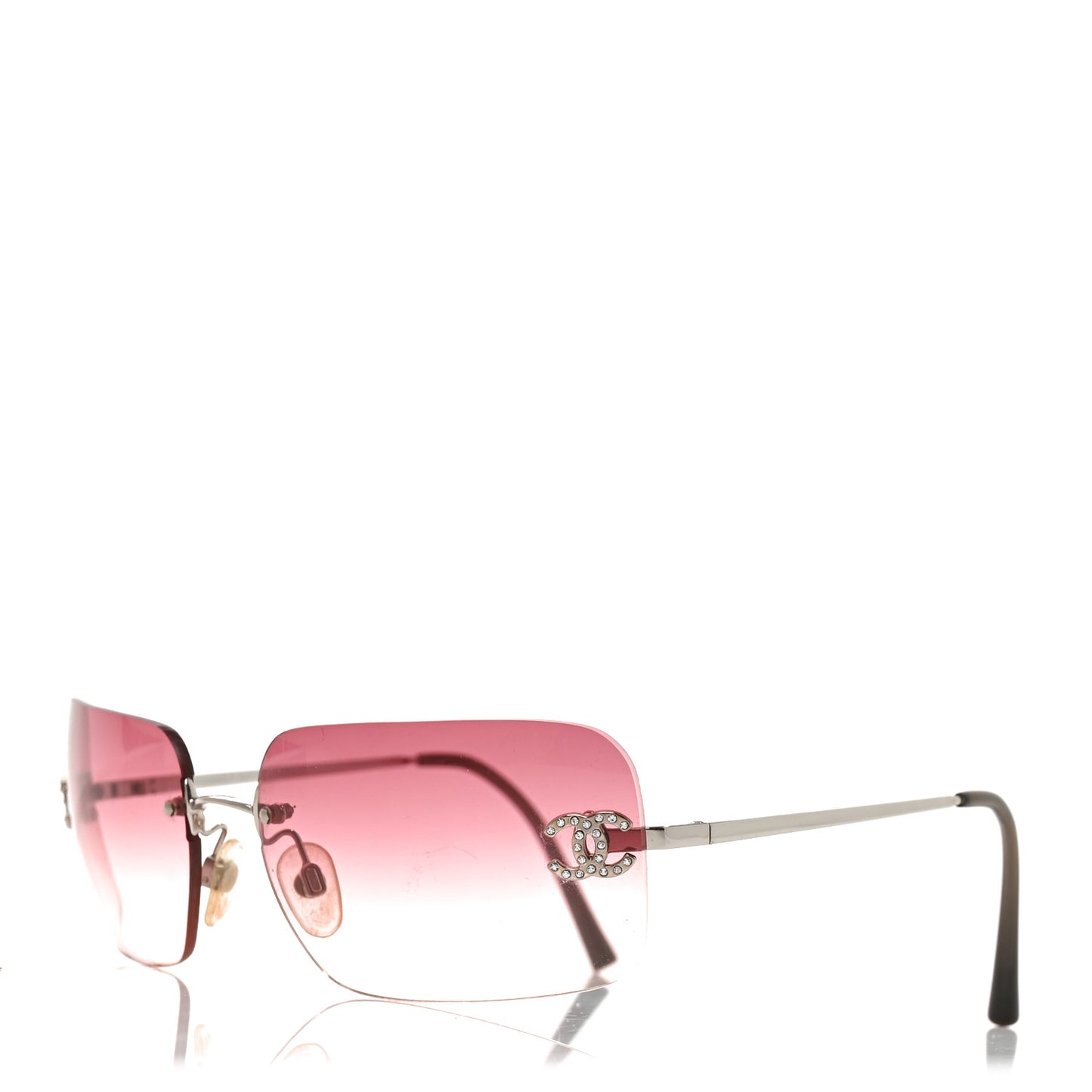 Metal Crystal CC Logo Sunglasses 4017-D Pink
