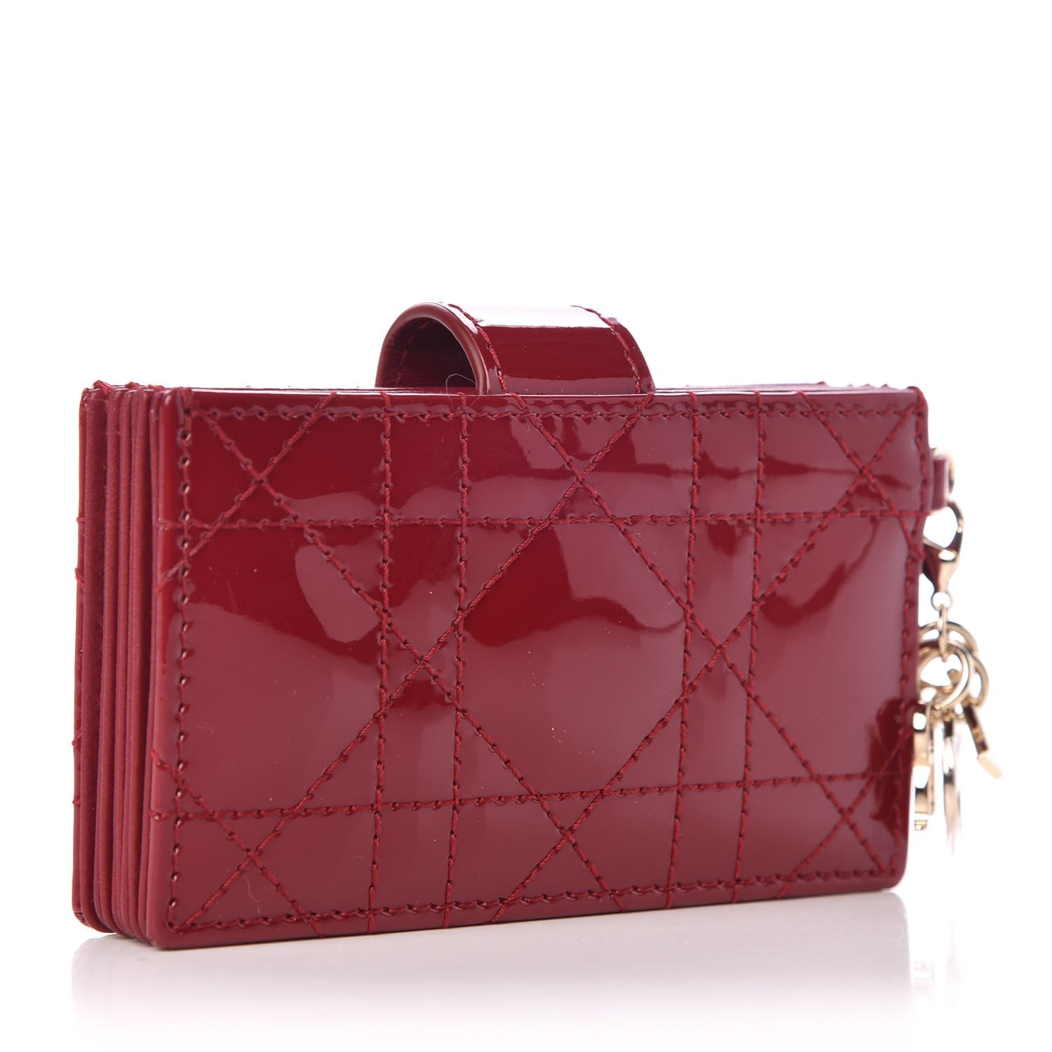 Christian Dior Patent Cannage Lady Dior 5-Gusset Card Holder Scarlet 3 of 9