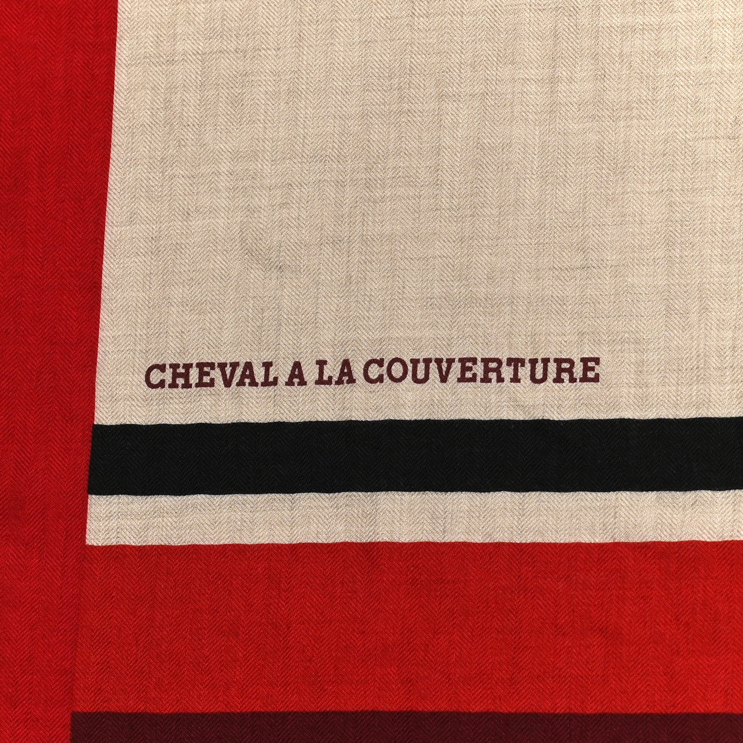 Hermes Cashmere Cheval A La Couverture Shawl 140 Naturel Rouge Bleu 5 of 5