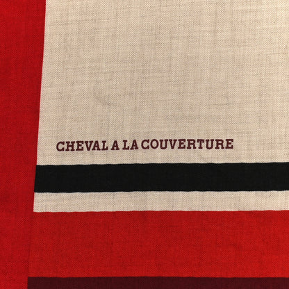 Hermes Cashmere Cheval A La Couverture Shawl 140 Naturel Rouge Bleu 5 of 5