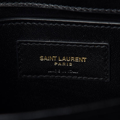 Saint Laurent Velvet Embroidered Small Monogram Kate Satchel Black 7 of 12