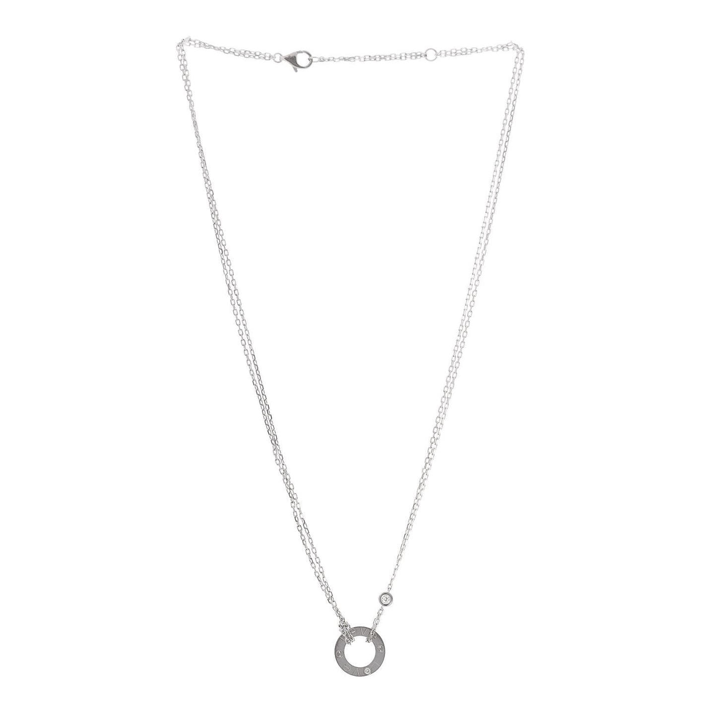 18K White Gold 2 Diamond LOVE Necklace