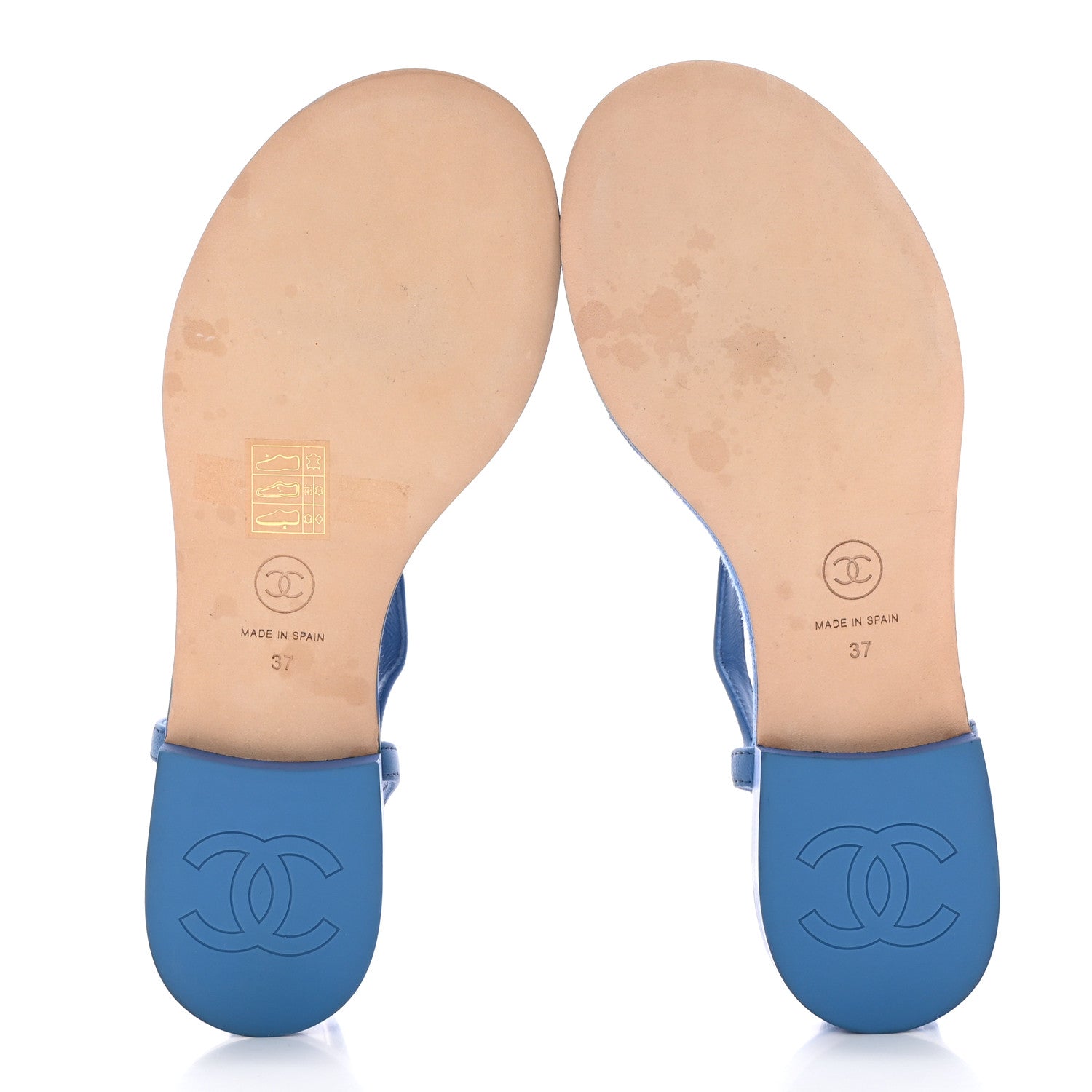Chanel Lambskin CC Logo Thong Sandals 37 Blue 5 of 9