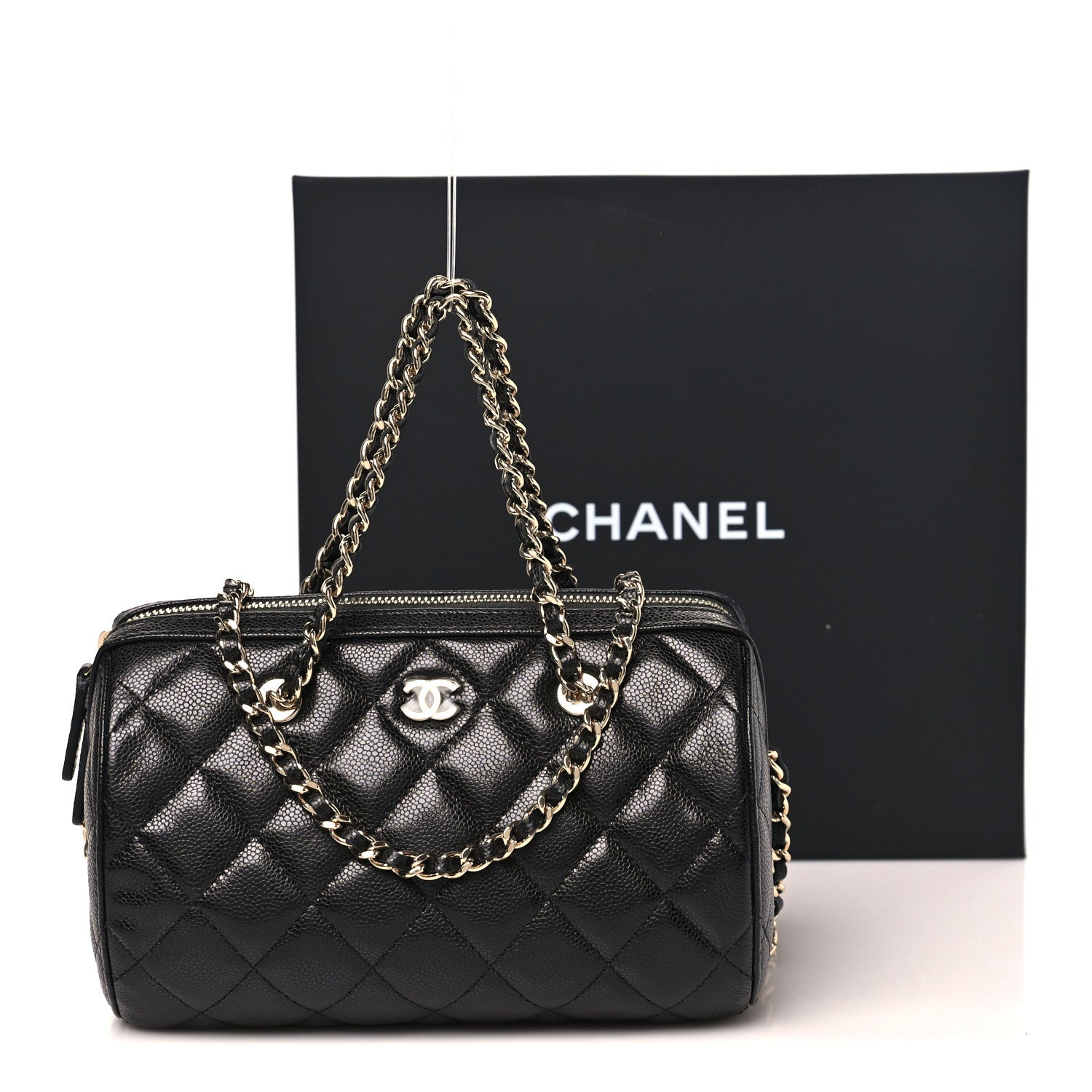 Chanel Caviar Quilted Barrel Clutch With Chain  Black 11 of 11