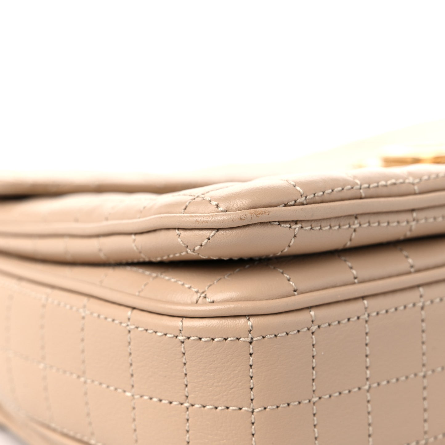 Calfskin Quilted Medium C Bag Beige