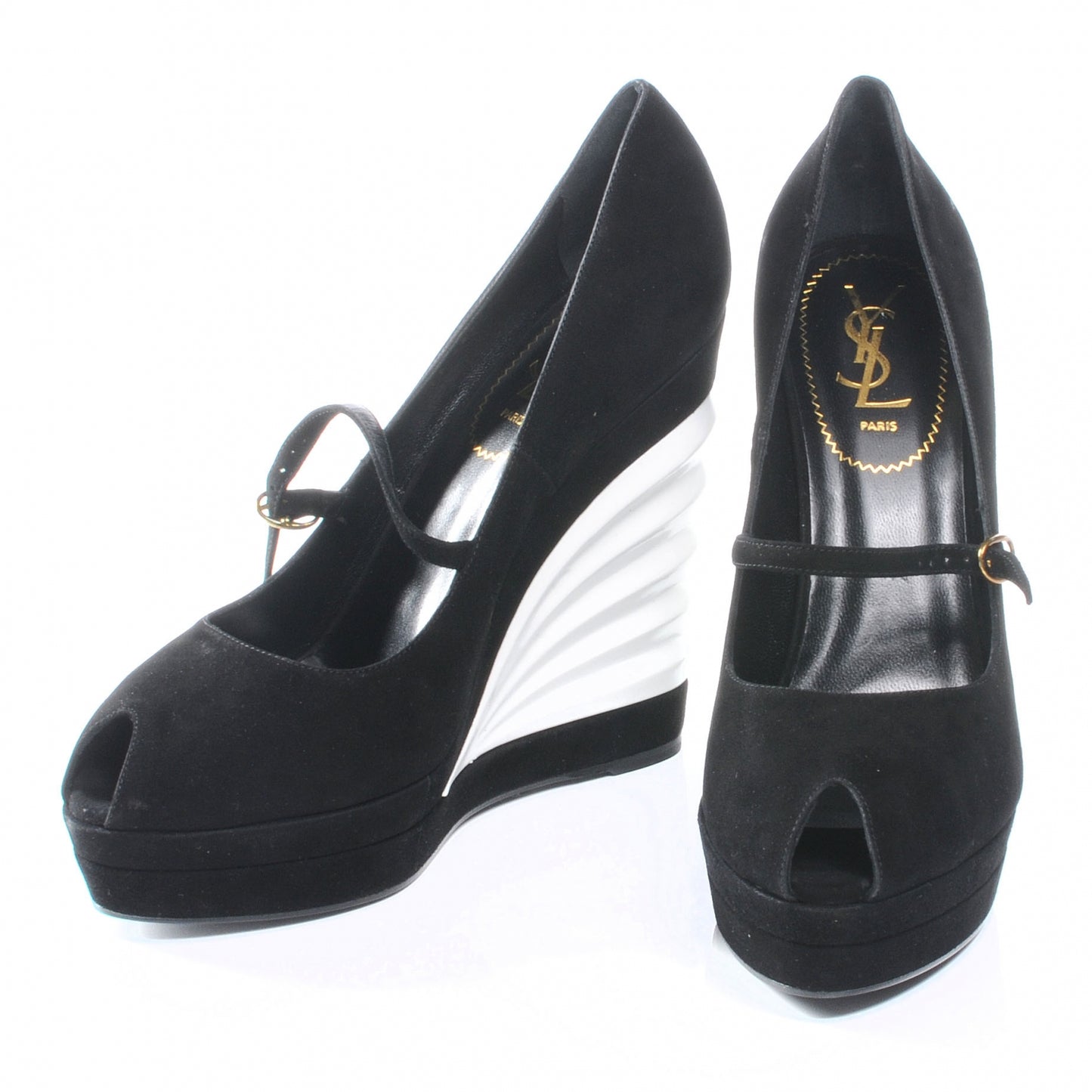 Suede Robyn 105 Wedges 39.5 Black White