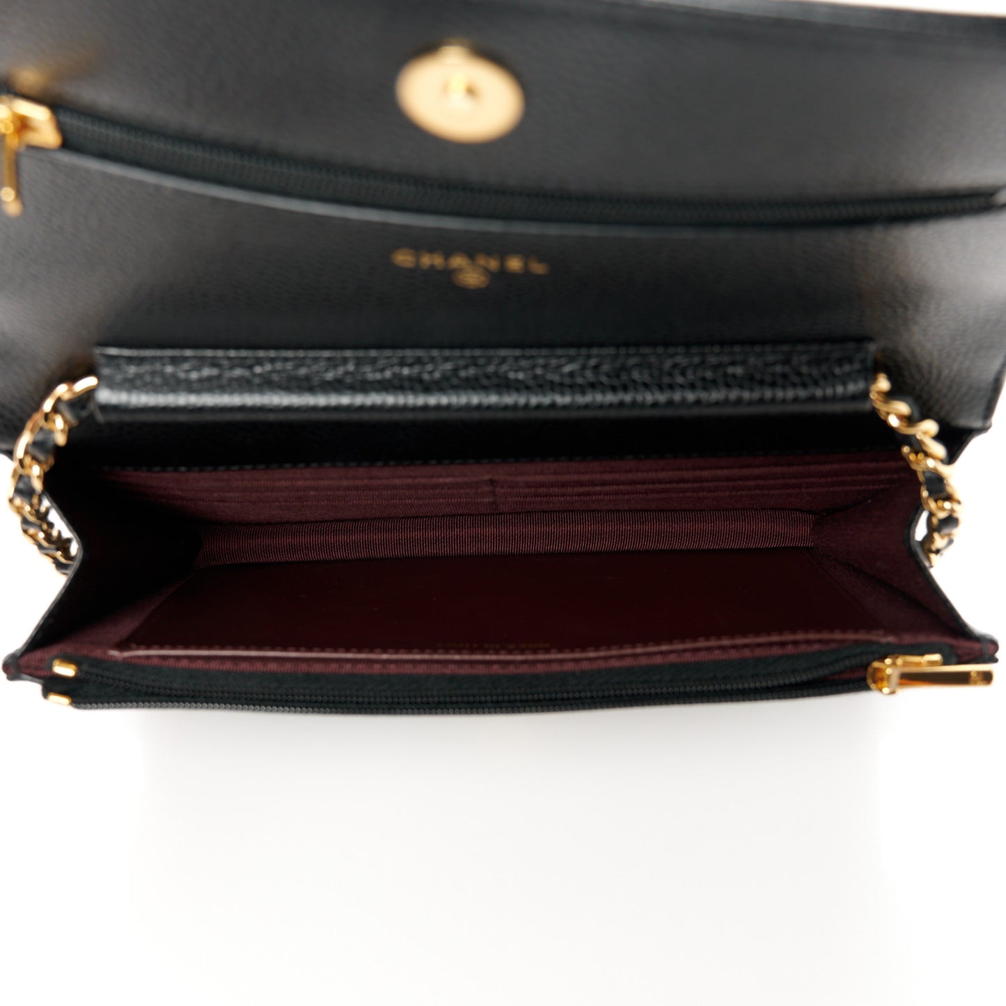Caviar Quilted Wallet on Chain WOC Black