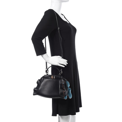 Fendi Nappa Waves Bi-Color Mini Peekaboo Iconic Satchel Black Turchese 2 of 13