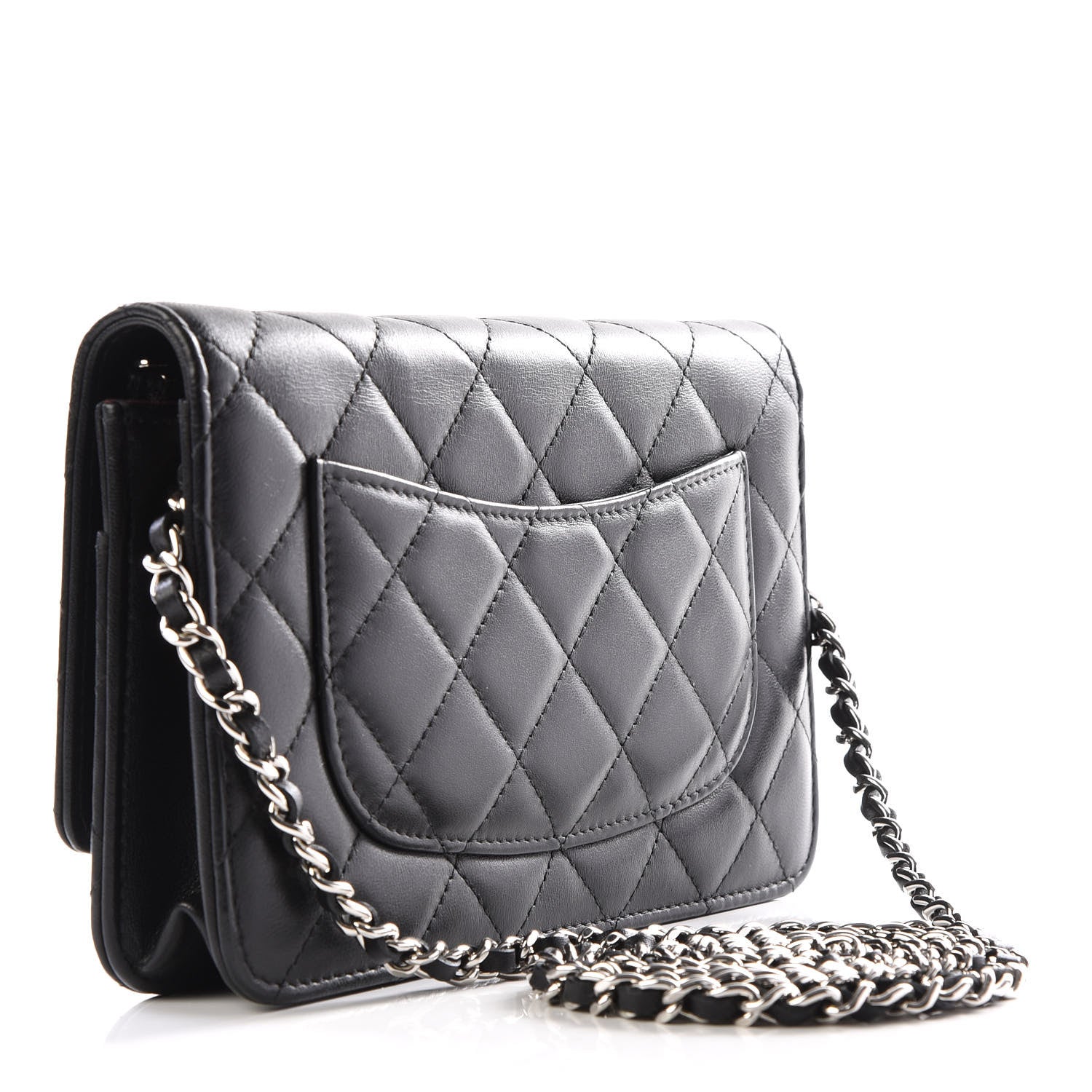 Chanel Lambskin Quilted Wallet On Chain WOC Black 2 of 11