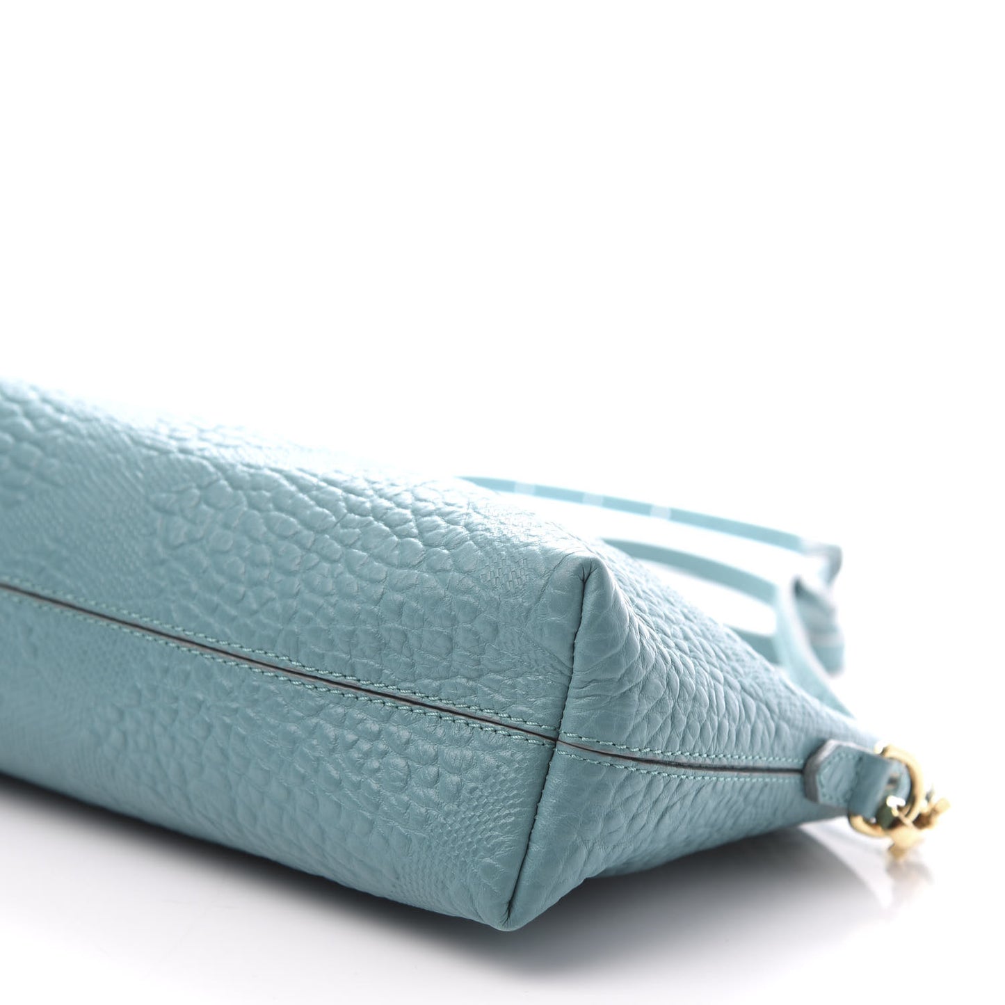 Signature Grain Calfskin Check Embossed Small Chichester Crossbody Clutch Bag Aqua Green
