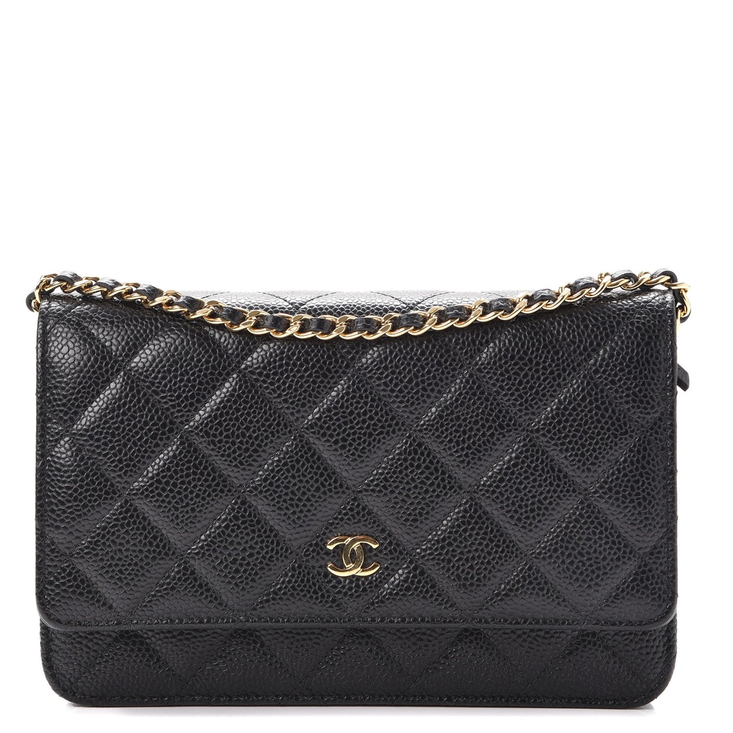 Caviar Quilted Wallet On Chain WOC Black