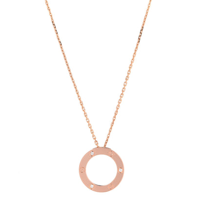 Cartier 18K Pink Gold 3 Diamonds LOVE Pendant Necklace 1 of 8