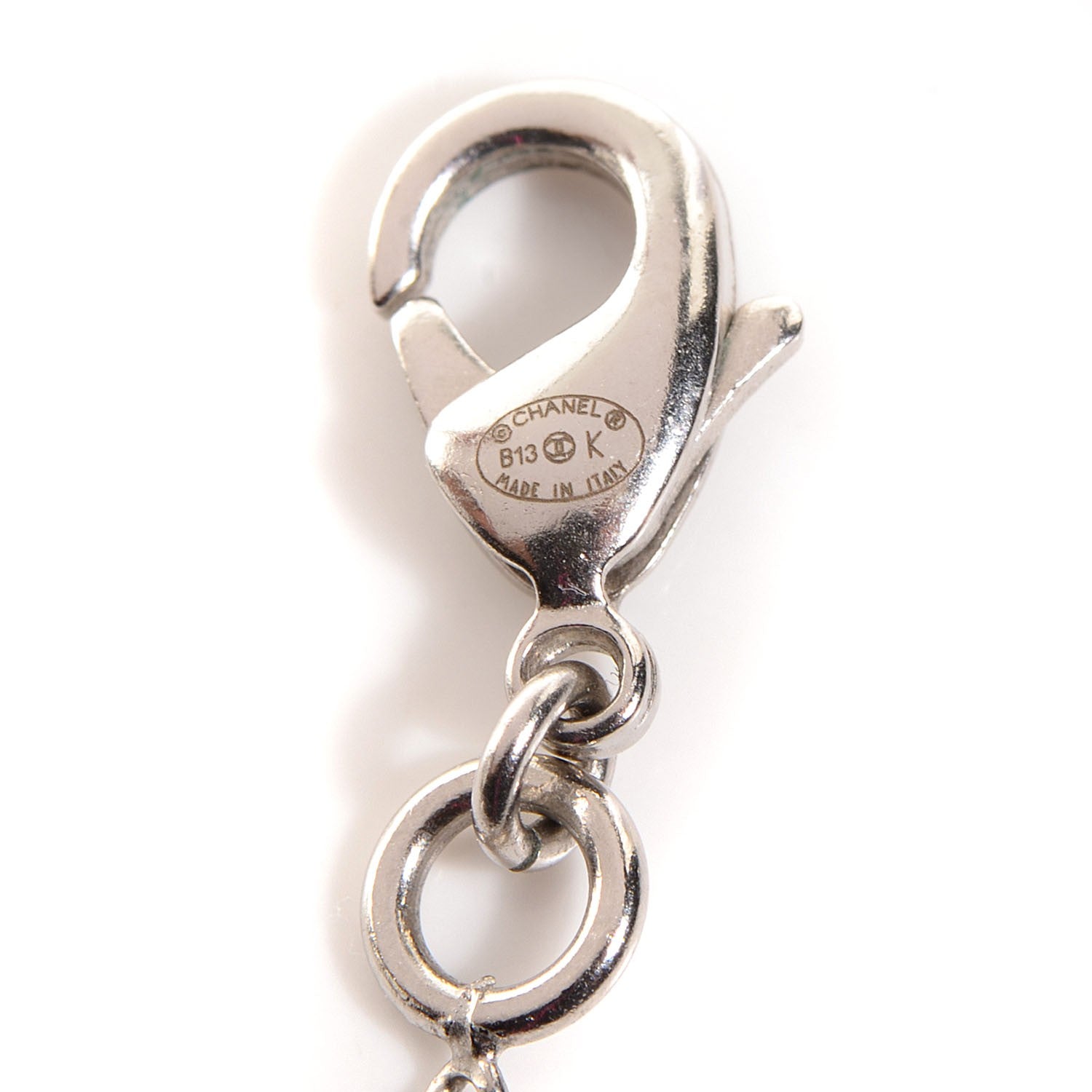 Chanel Clover CC Pearl Drop Necklace Silver 4 of 6