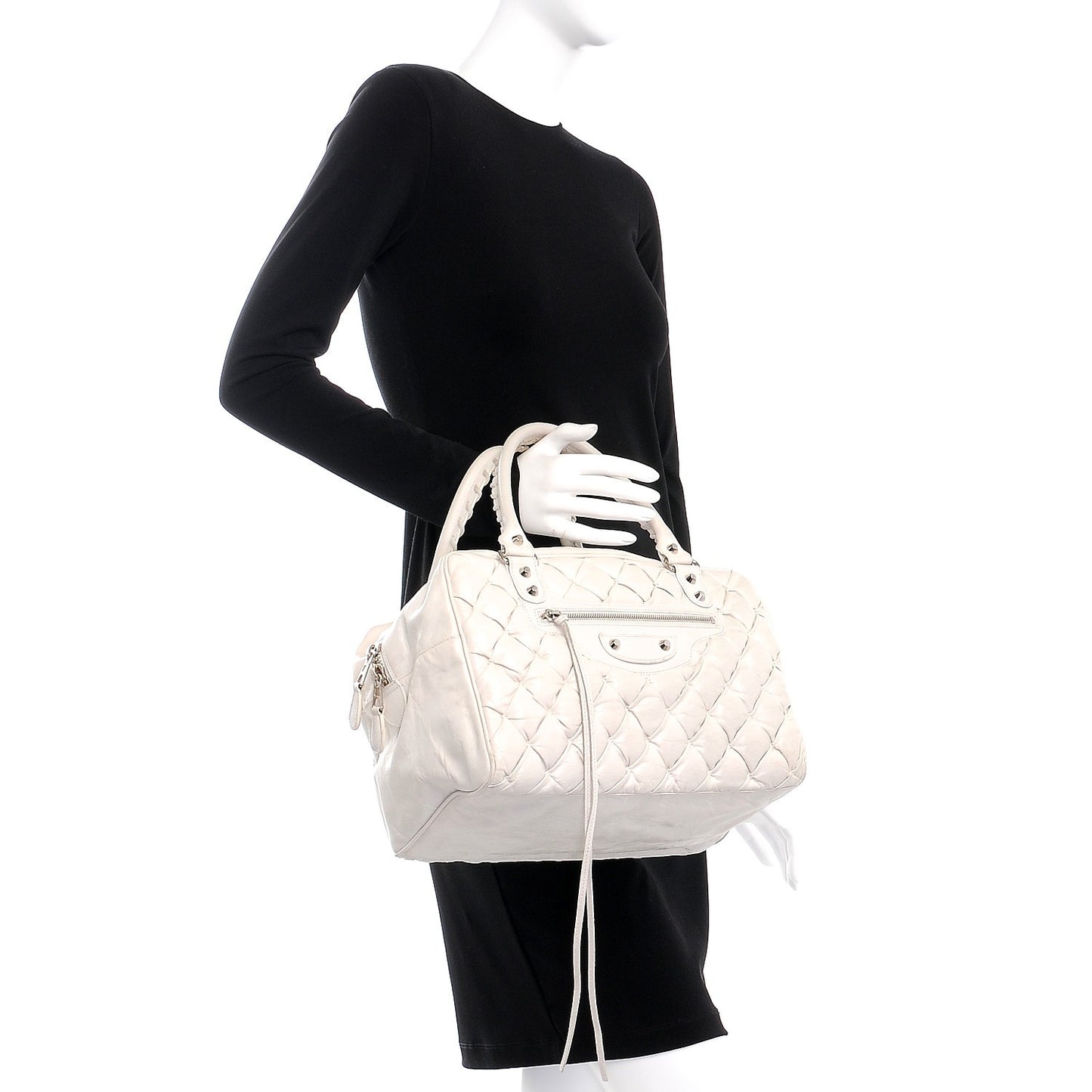 Chevre Quilted Matelasse MM White
