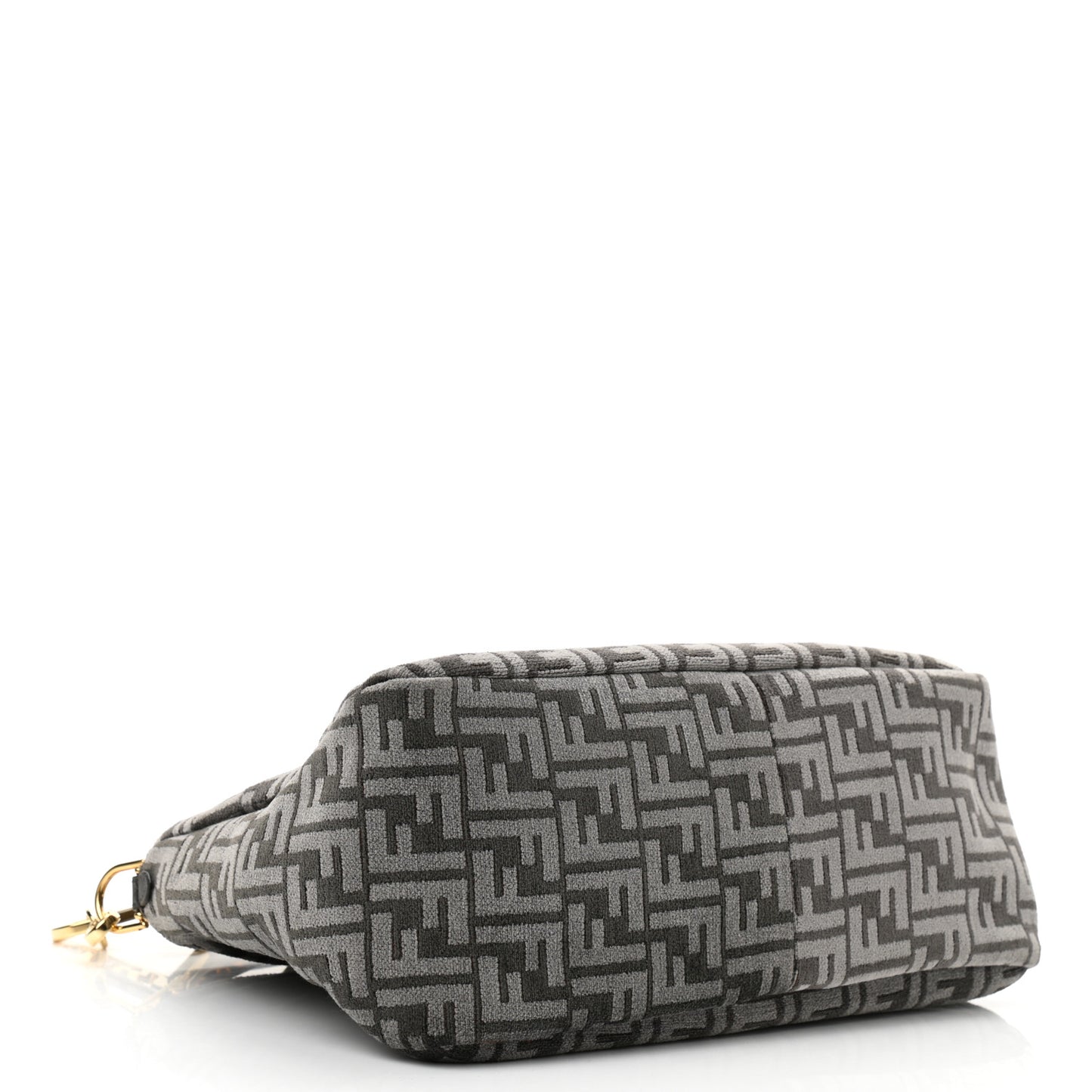 Chenille Vitello Seta Plexiglass FF Fendi O'Lock Zipper Anthracite Asfalto