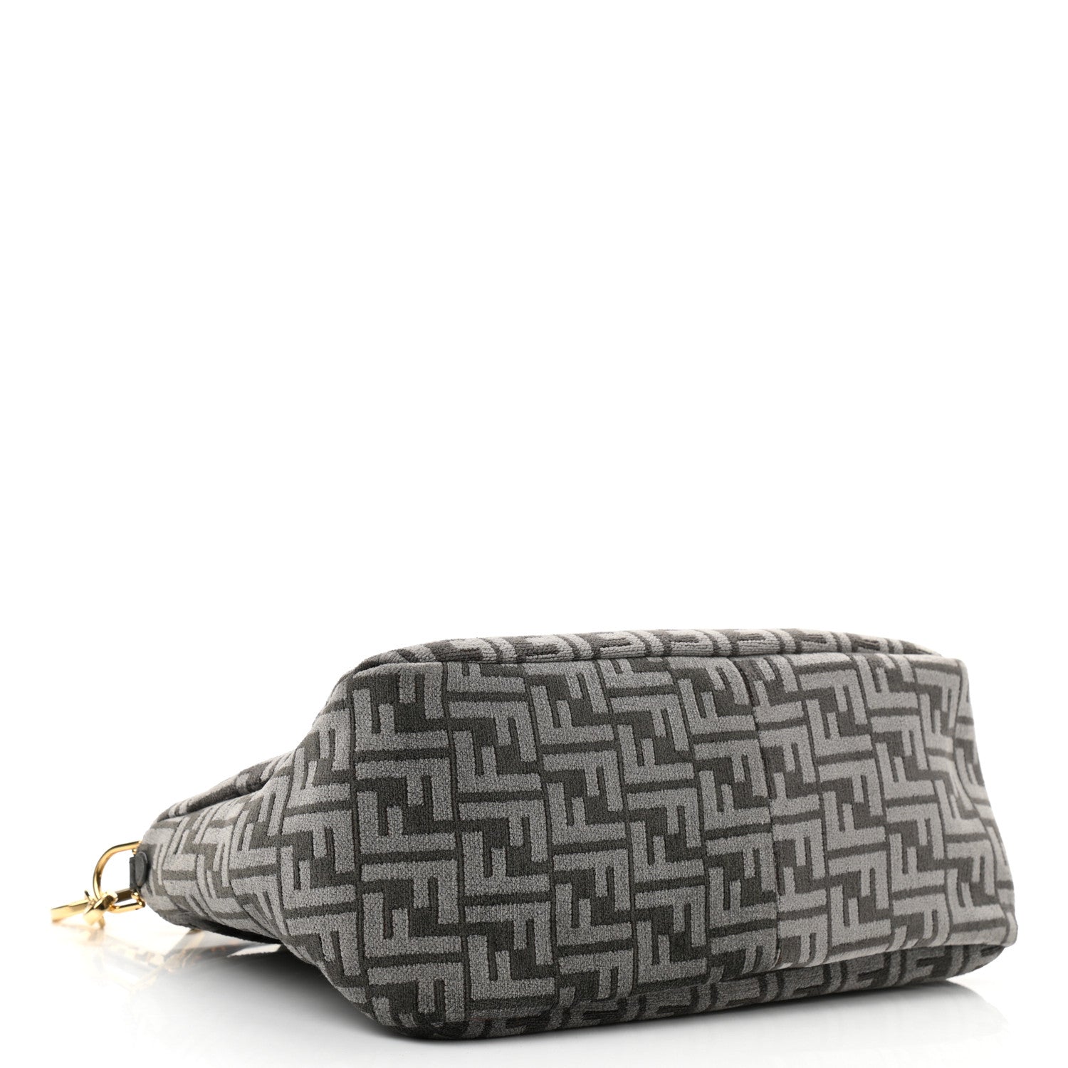 Fendi Chenille Vitello Seta Plexiglass FF Fendi O'Lock Zipper Anthracite Asfalto 4 of 9