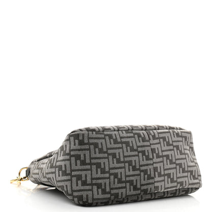 Fendi Chenille Vitello Seta Plexiglass FF Fendi O'Lock Zipper Anthracite Asfalto 4 of 9