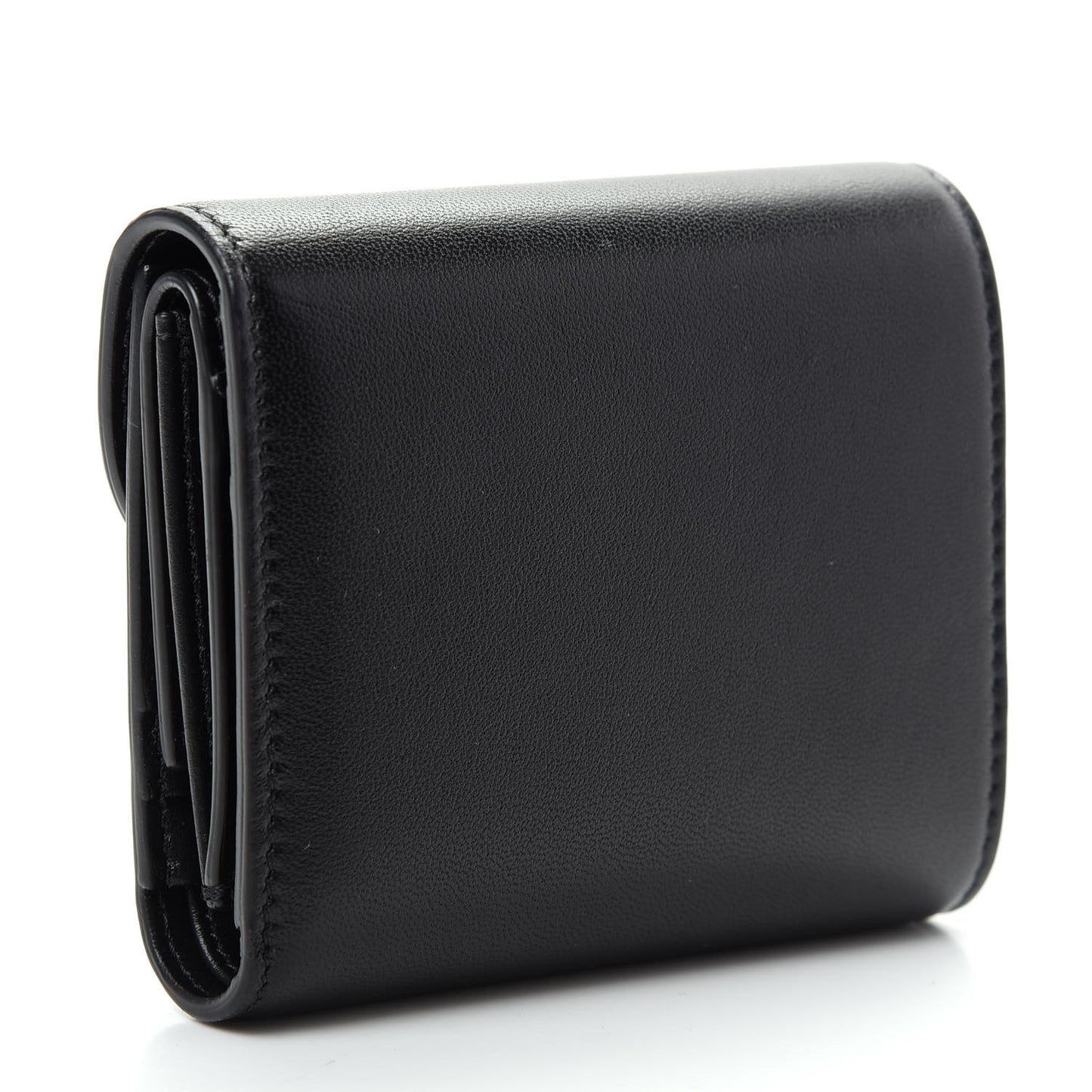 Shiny Smooth Lambskin Small Triomphe Wallet Black