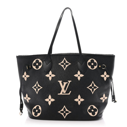 Louis Vuitton Empreinte Monogram Giant Neverfull MM Black Beige 1 of 10