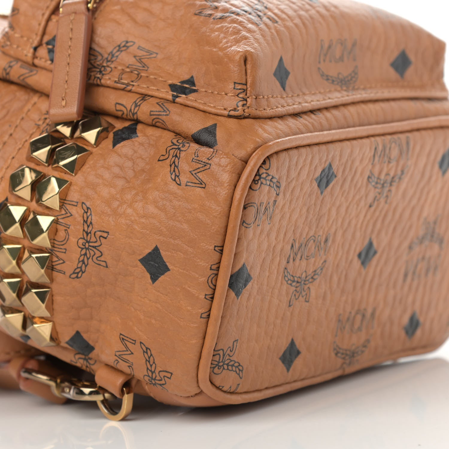 MCM Visetos Side Stud X-Mini Stark Backpack Cognac 9 of 10