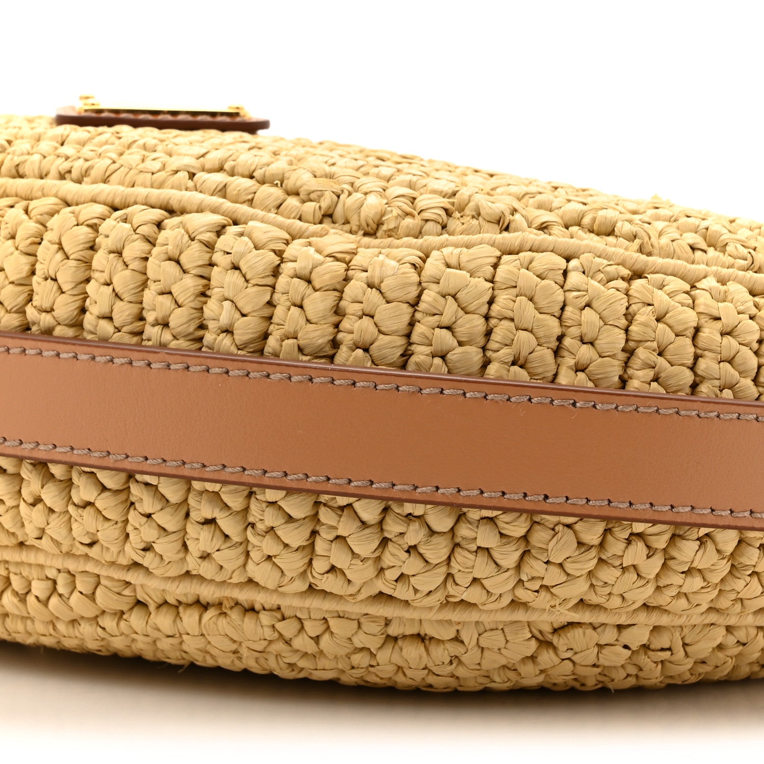 Prada Yarn Raffia Effect Crochet Arque Shoulder Bag Natural 8 of 9