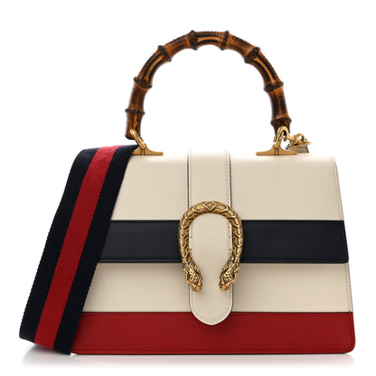Gucci Calfskin Bamboo Web Medium Dionysus Top Handle Bag White Blue Hibiscus Red 1 of 12
